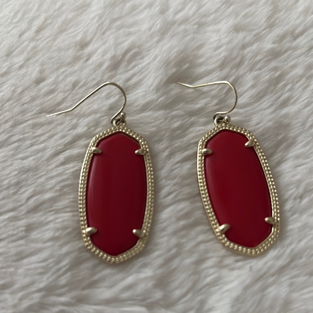 Kendra Scott Red and Gold Earrings Elegant Jewelry